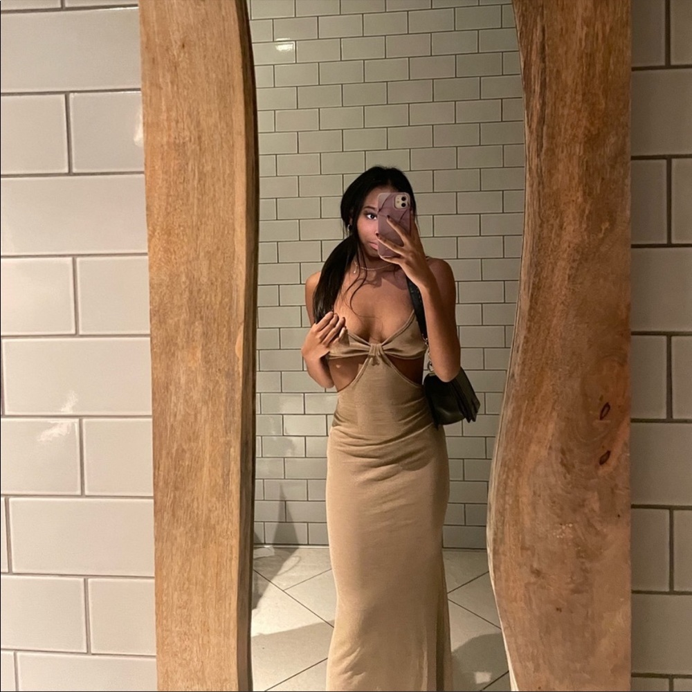 Beige cut out dress